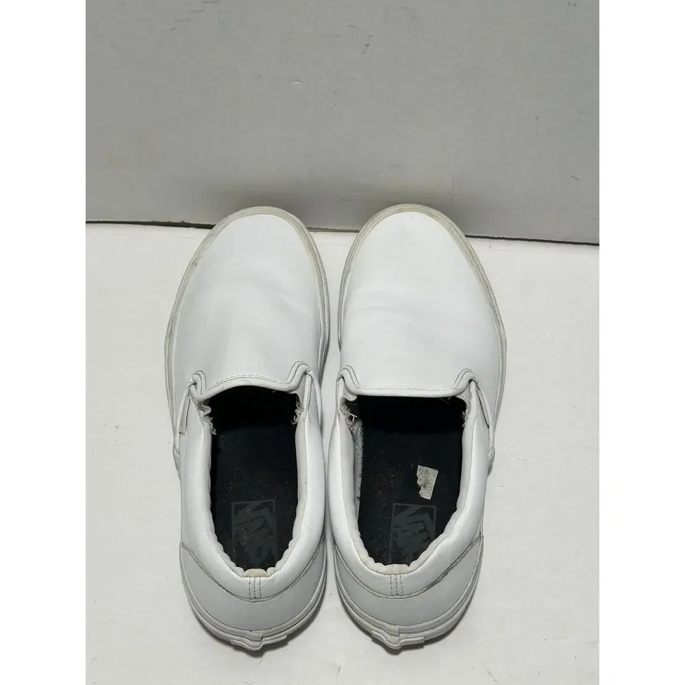 Vans Off The Wall 507452 White Leather Casual Slip On Sz Men 8.5 / Women 10 Shoe
